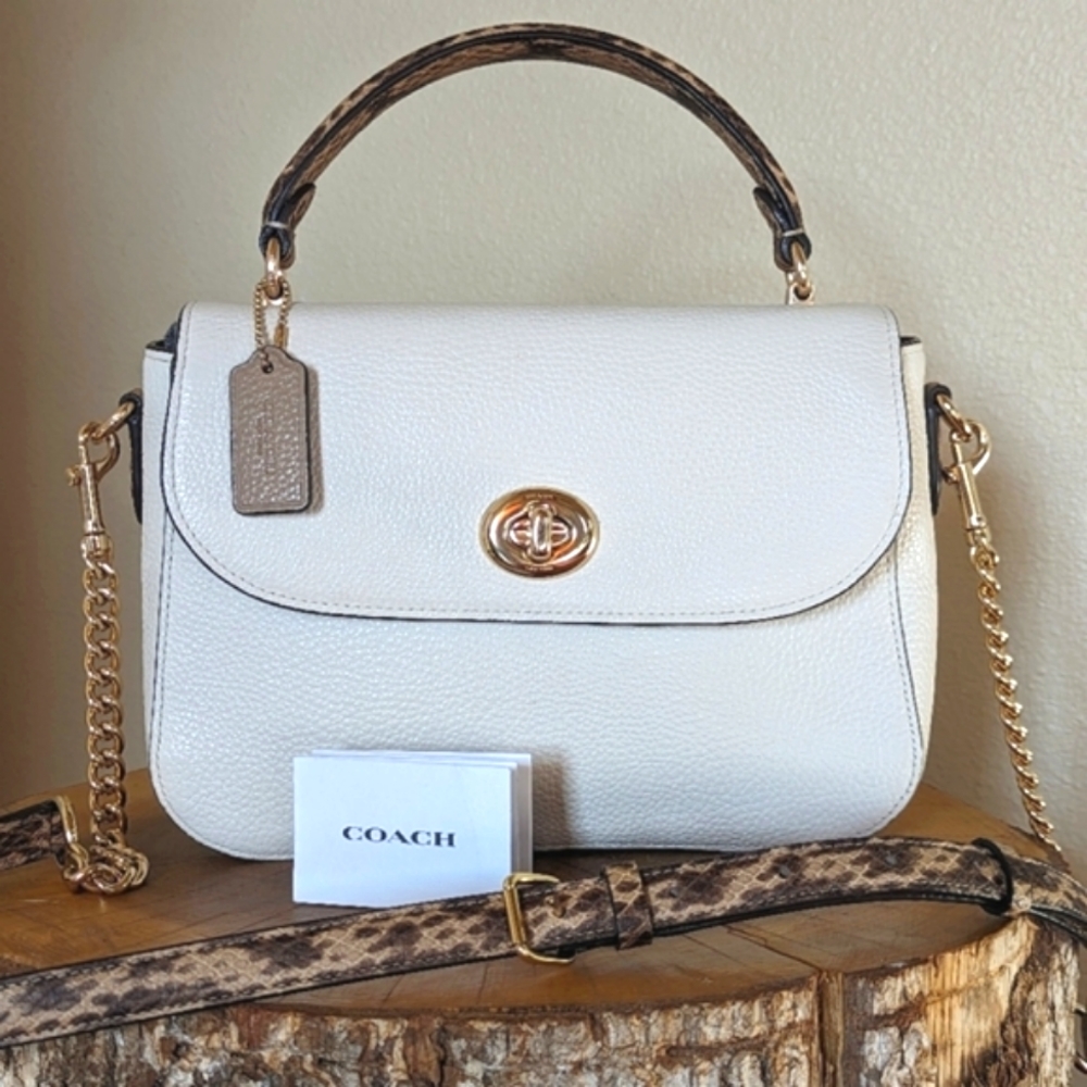 Coach Marlie in Chalk with gold chain crossbody strap